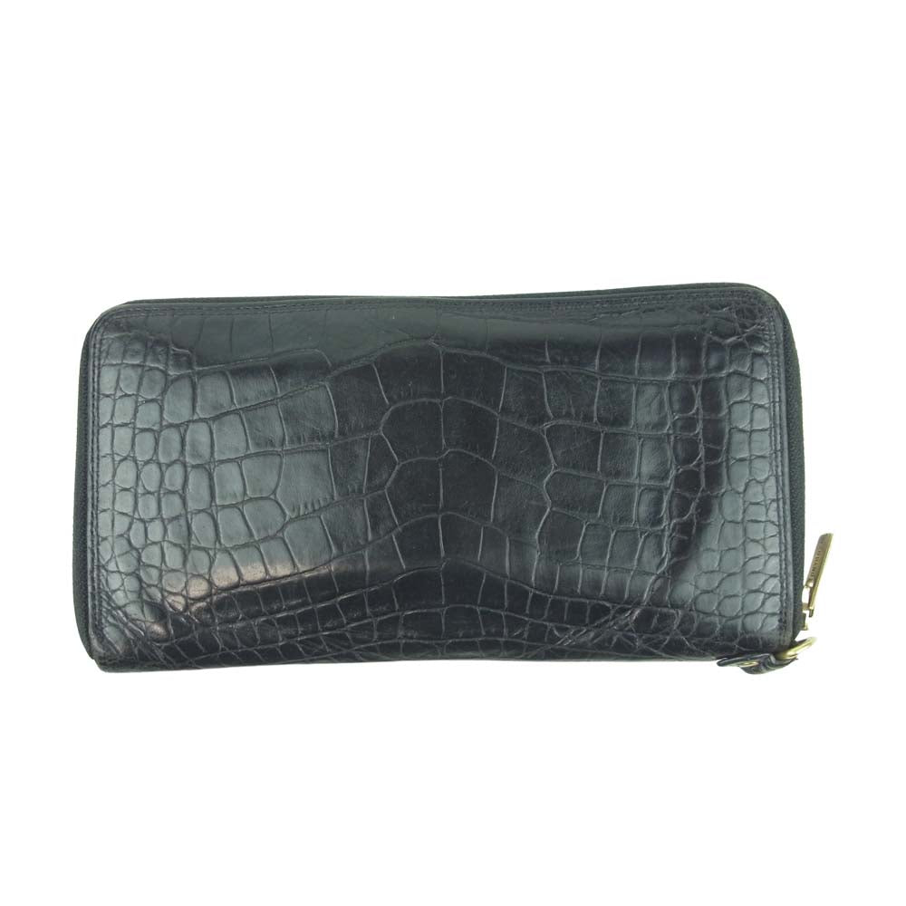 GLADHAND & Co. グラッドハンド PORTER ポーター GH-BELONGINGS ZIP WALLET 型押し ラウンドジップ ウォレット 長財布 ブラック系【中古】