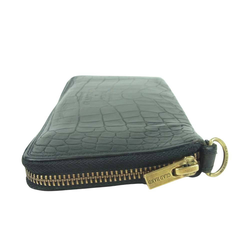 GLADHAND & Co. グラッドハンド PORTER ポーター GH-BELONGINGS ZIP WALLET 型押し ラウンドジップ ウォレット 長財布 ブラック系【中古】