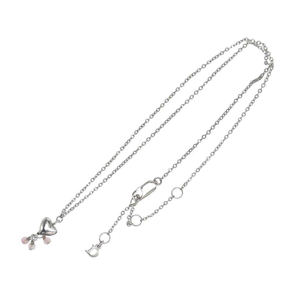 Dior ディオール ロゴ ハート チャーム ネックレス シルバー系【中古】