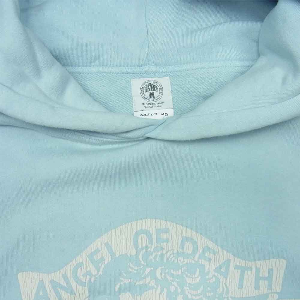 セントマイケル SM-S21-0000-0421 Angel Hoodie ダメージ加工 エンジェルフーディー パーカー ライトブルー系 XL【中古】