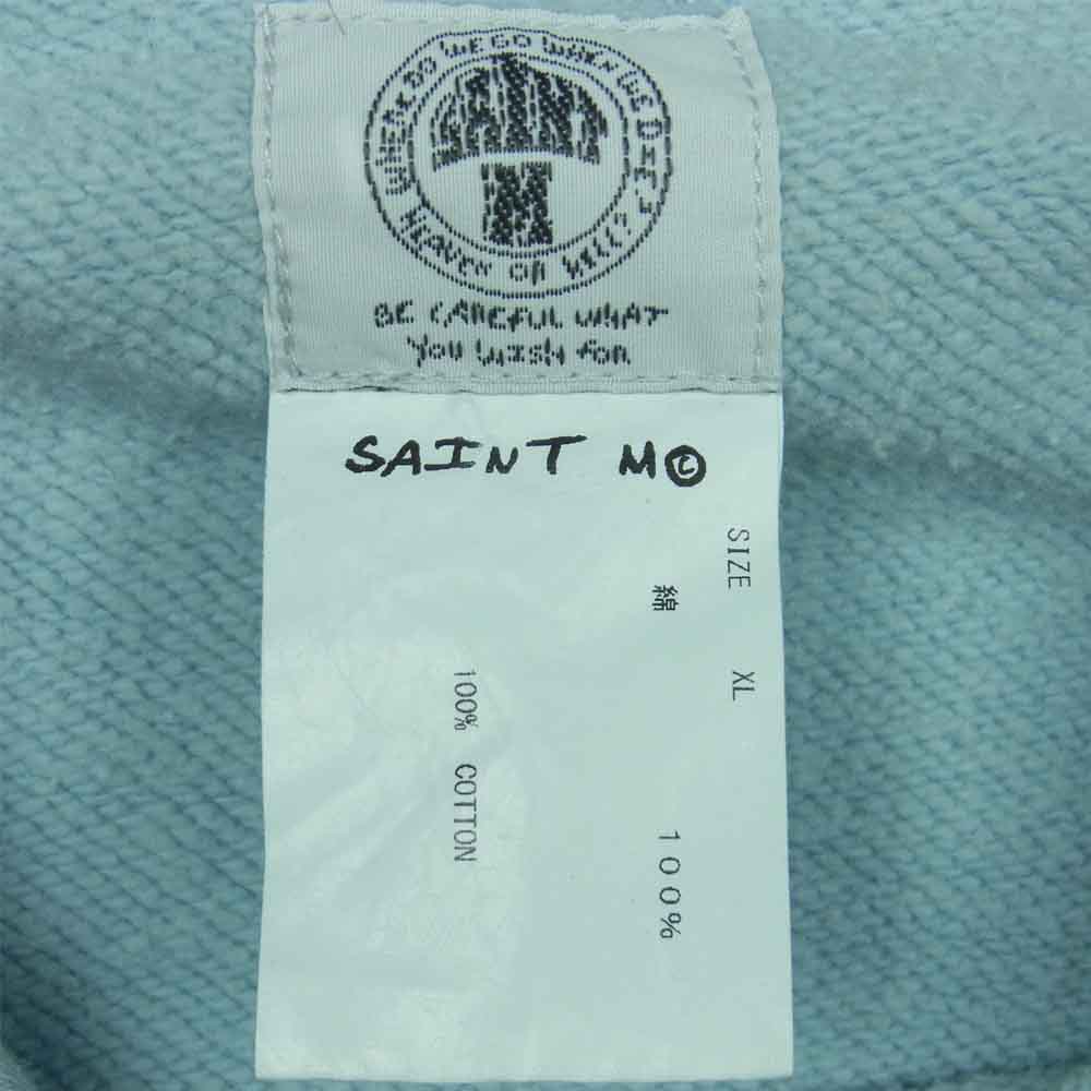 セントマイケル SM-S21-0000-0421 Angel Hoodie ダメージ加工 エンジェルフーディー パーカー ライトブルー系 XL【中古】
