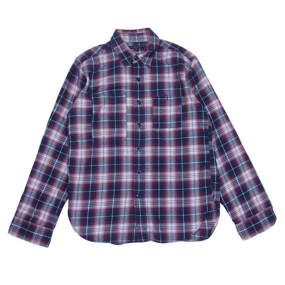 Engineered Garments エンジニアードガーメンツ 16AW Work Shirt - Navy / White / Red Plaid Flannel 山ポケット チェック フランネル シャツ ネイビー系 S【中古】