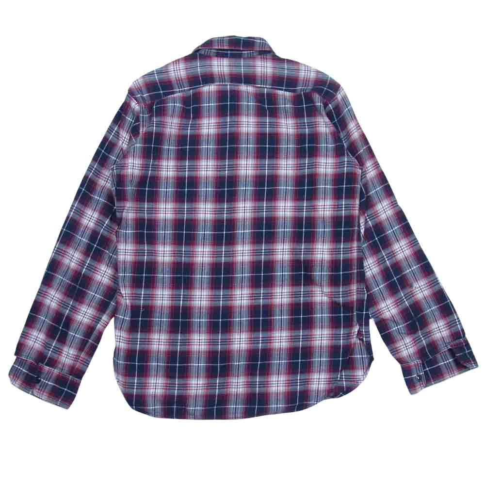 Engineered Garments エンジニアードガーメンツ 16AW Work Shirt - Navy / White / Red Plaid Flannel 山ポケット チェック フランネル シャツ ネイビー系 S【中古】