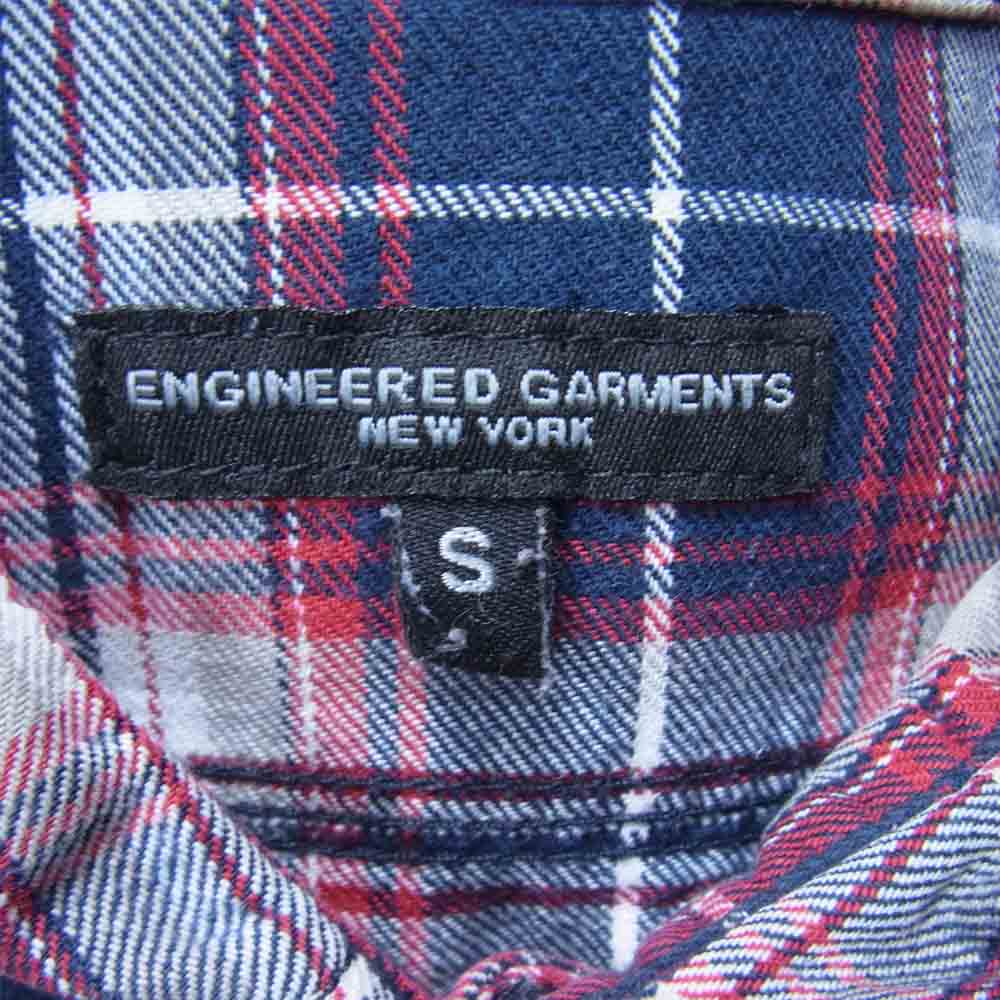 Engineered Garments エンジニアードガーメンツ 16AW Work Shirt - Navy / White / Red Plaid Flannel 山ポケット チェック フランネル シャツ ネイビー系 S【中古】