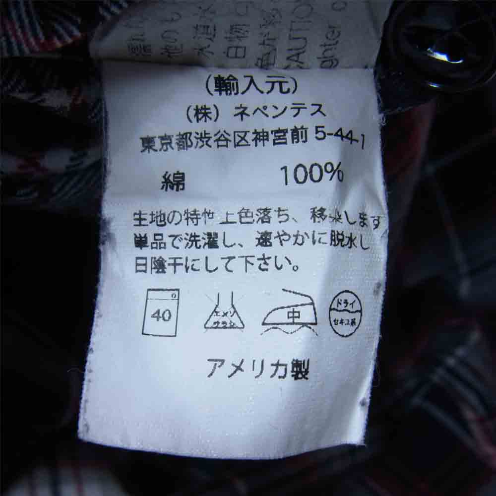 Engineered Garments エンジニアードガーメンツ 16AW Work Shirt - Navy / White / Red Plaid Flannel 山ポケット チェック フランネル シャツ ネイビー系 S【中古】