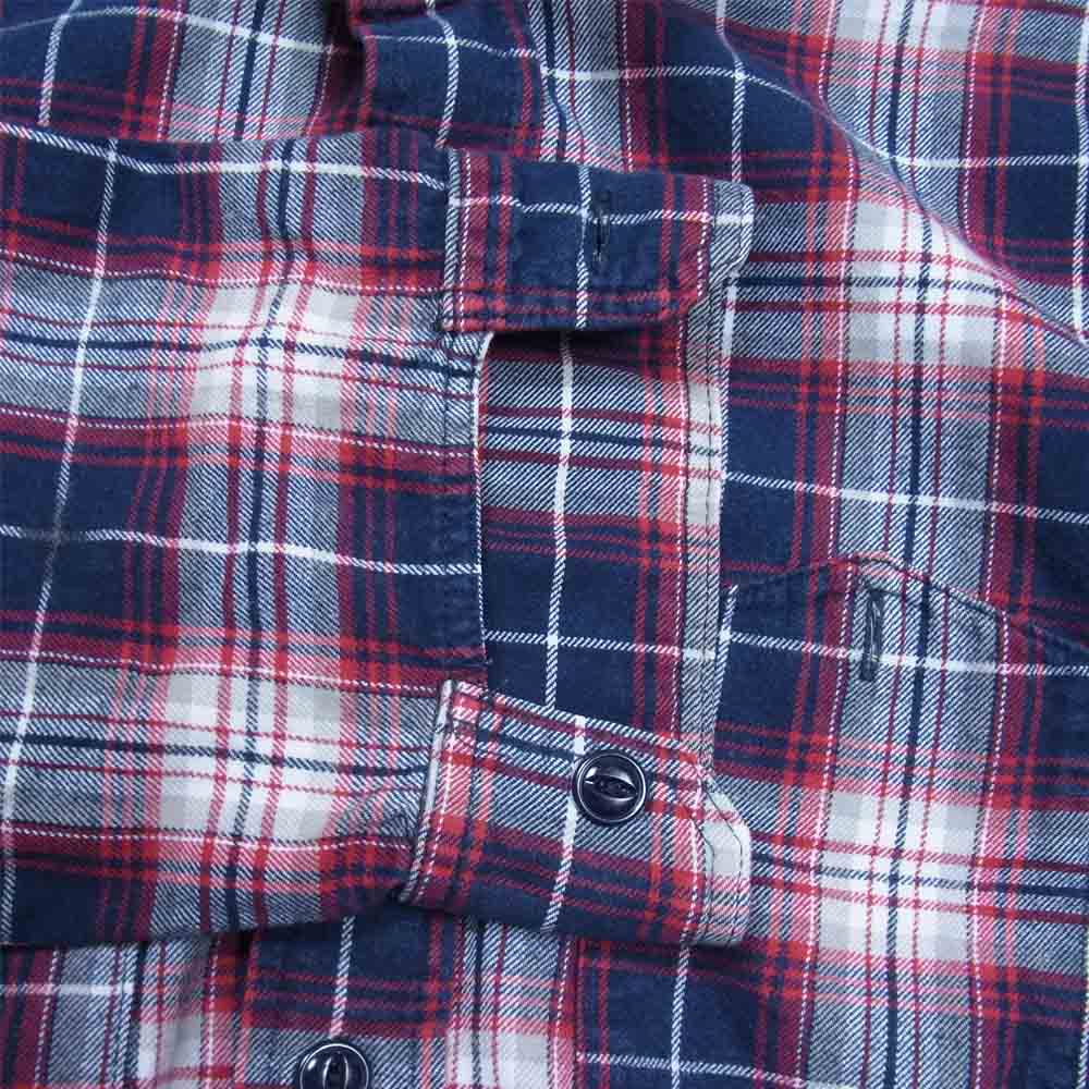 Engineered Garments エンジニアードガーメンツ 16AW Work Shirt - Navy / White / Red Plaid Flannel 山ポケット チェック フランネル シャツ ネイビー系 S【中古】