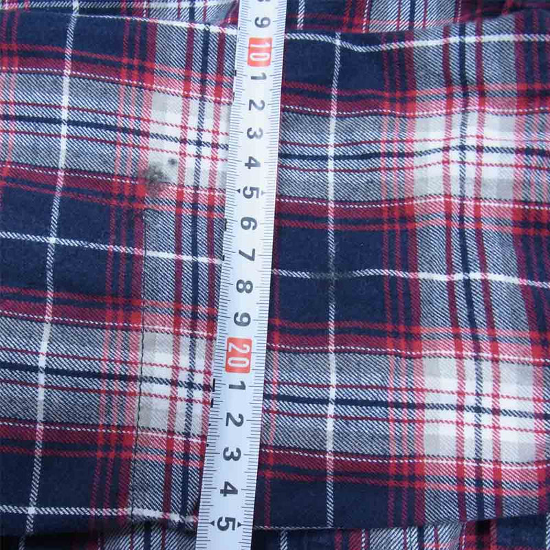 Engineered Garments エンジニアードガーメンツ 16AW Work Shirt - Navy / White / Red Plaid Flannel 山ポケット チェック フランネル シャツ ネイビー系 S【中古】