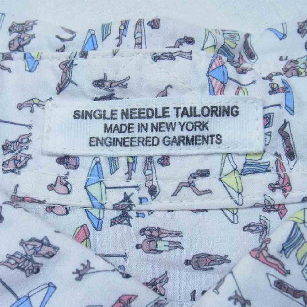 Engineered Garments エンジニアードガーメンツ 19th BD Shirt - Beach Print ビーチ柄 ボタンダウン コットン シャツ ホワイト系 S【中古】