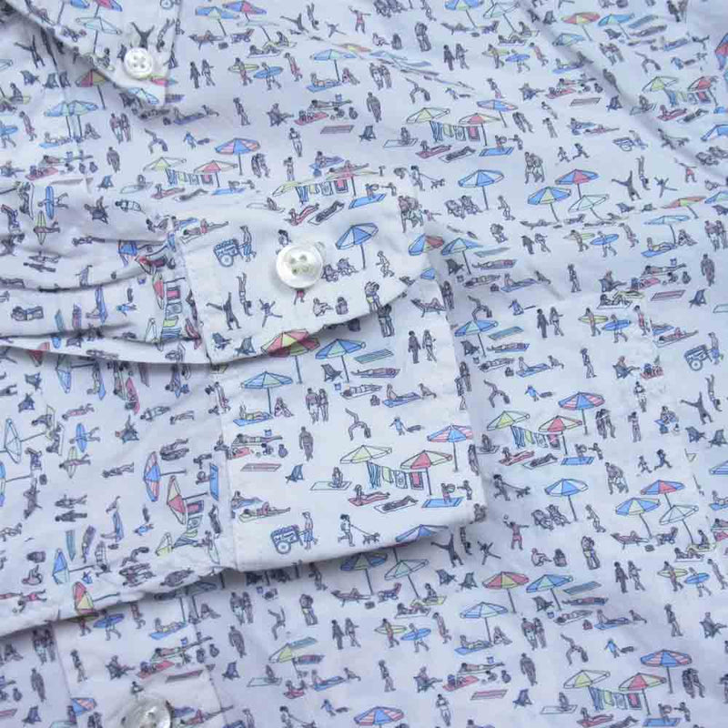 Engineered Garments エンジニアードガーメンツ 19th BD Shirt - Beach Print ビーチ柄 ボタンダウン コットン シャツ ホワイト系 S【中古】