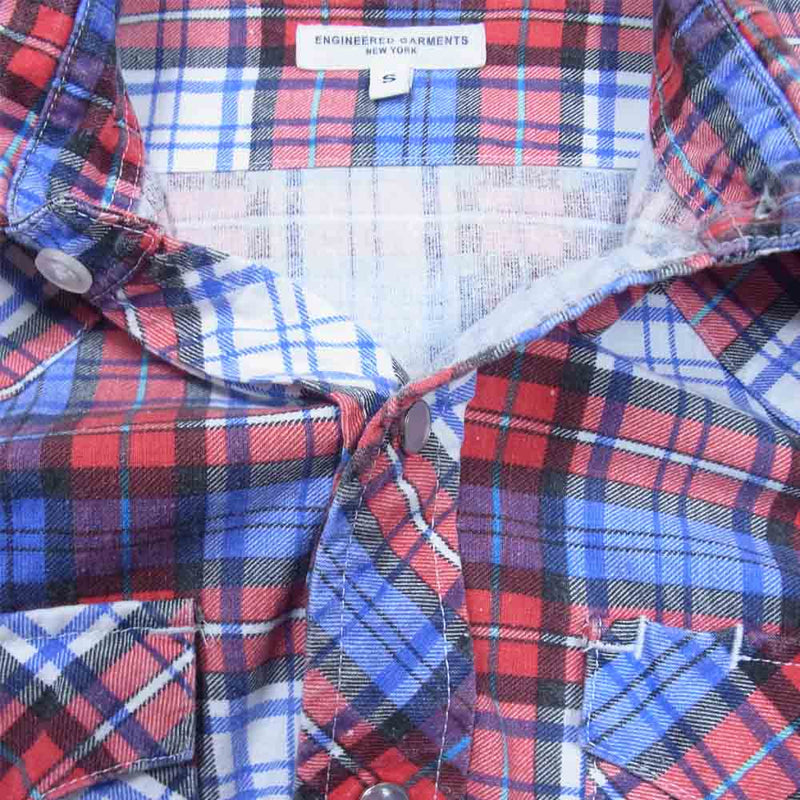 Engineered Garments エンジニアードガーメンツ Western Shirt Cotton Plaid プリント チェック ウエスタン シャツ レッド系 S【中古】