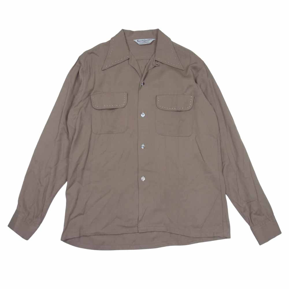 SPORTS WEAR FOR Leisure ヴィンテージ レーヨン オープンカラー シャツ ブラウン系 M【中古】