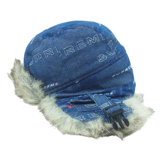 Supreme シュプリーム 19AW Dimensions Logo Denim Trooper デニム ファー トゥルーパー キャップ 帽子 インディゴブルー系【中古】