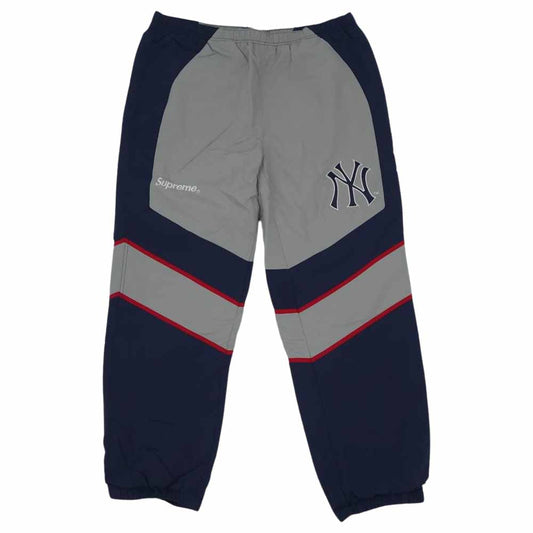Supreme シュプリーム 21AW × New York Yankees Track Pant ニューヨークヤンキース サブレックス ナイロン トラック パンツ グレー系 ネイビー系 XL【中古】