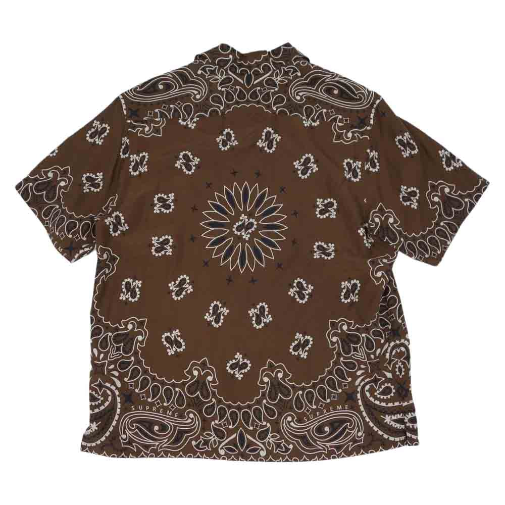 Supreme シュプリーム 21SS Bandana Silk S/S Shirt バンダナ シルク 半袖 シャツ ブラウン系 S【美品】【中古】