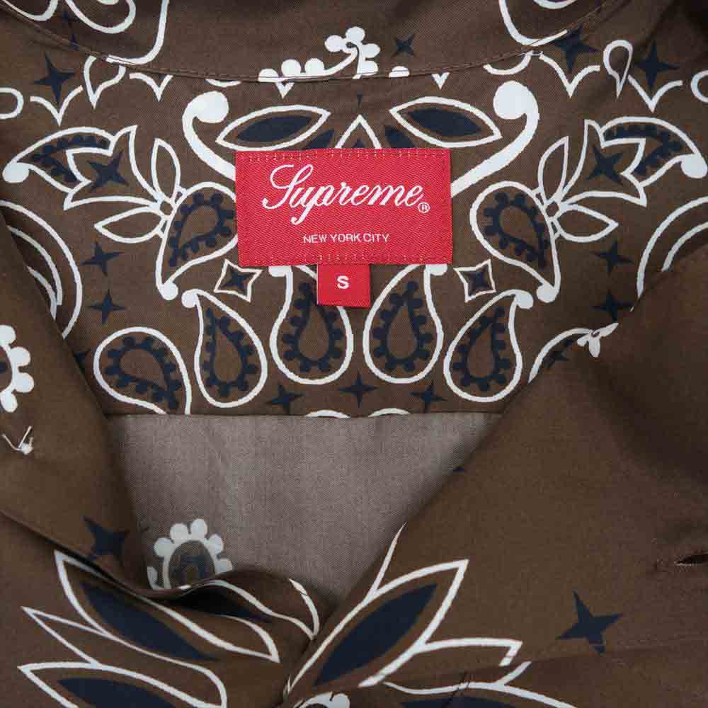 Supreme シュプリーム 21SS Bandana Silk S/S Shirt バンダナ シルク 半袖 シャツ ブラウン系 S【美品】【中古】