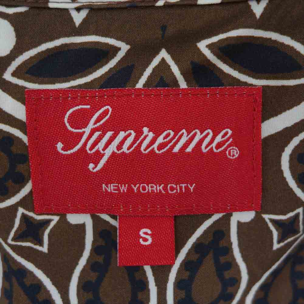 Supreme シュプリーム 21SS Bandana Silk S/S Shirt バンダナ シルク 半袖 シャツ ブラウン系 S【美品】【中古】