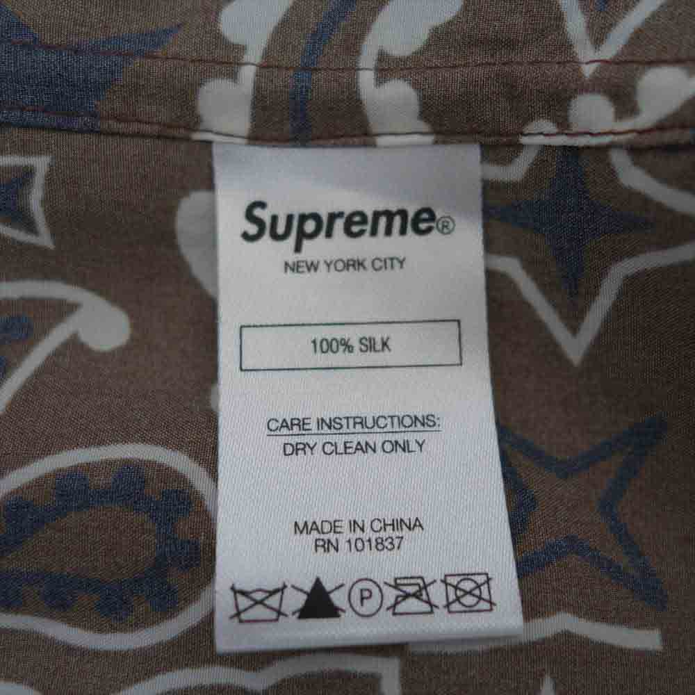 Supreme シュプリーム 21SS Bandana Silk S/S Shirt バンダナ シルク 半袖 シャツ ブラウン系 S【美品】【中古】