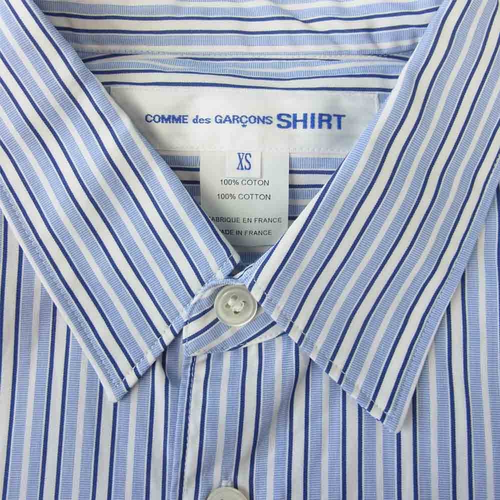 COMME des GARCONS コムデギャルソン SHIRT FOREVER フォーエバー ストライプ フランス製 17SS CDGS2ST 長袖 シャツ ブルー系 XS【中古】