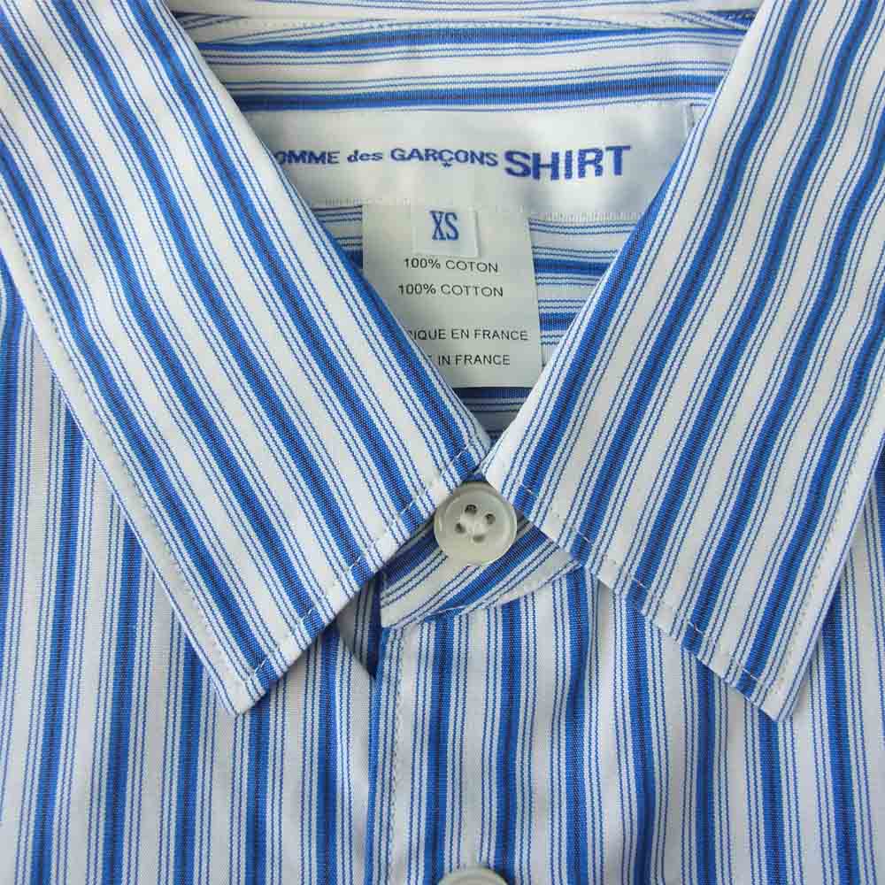 COMME des GARCONS コムデギャルソン SHIRT FOREVER フォーエバー ストライプ フランス製 17SS CDGS2ST 長袖 シャツ ブルー系 XS【中古】