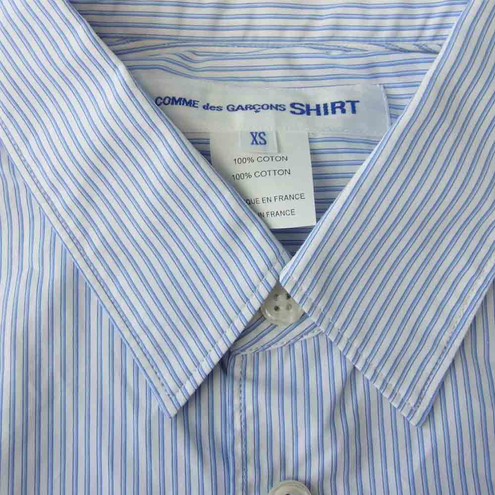 COMME des GARCONS コムデギャルソン SHIRT FOREVER フランス製 17SS CDGS2ST フォーエバー ストライプ 長袖 シャツ ブルー系 XS【中古】