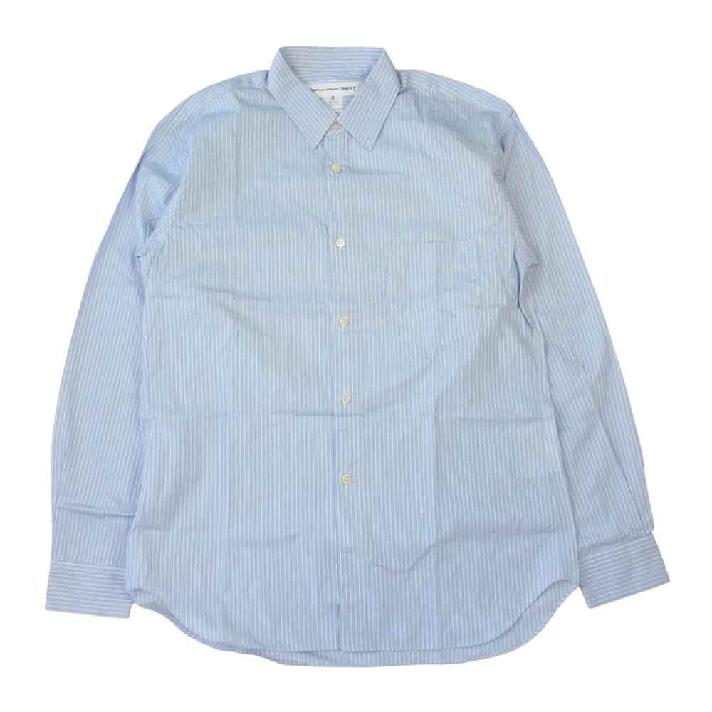 COMME des GARCONS コムデギャルソン SHIRT FOREVER フランス製 17SS CDGS2ST フォーエバー ストライプ 長袖 シャツ ブルー系 XS【中古】