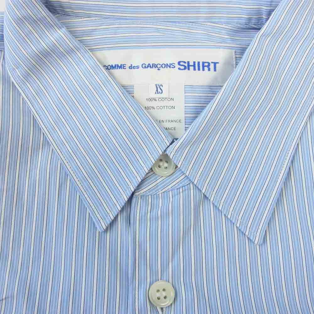 COMME des GARCONS コムデギャルソン SHIRT FOREVER フランス製 17SS CDGS2ST フォーエバー ストライプ 長袖 シャツ ブルー系 XS【中古】