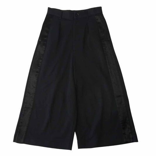 Yohji Yamamoto ヨウジヤマモト Y-3 ワイスリー 18AW DP0754 W MATT TRK PNT サイドライン オーバフィット クロップド フレア トラック パンツ ブラック系 XXS【美品】【中古】