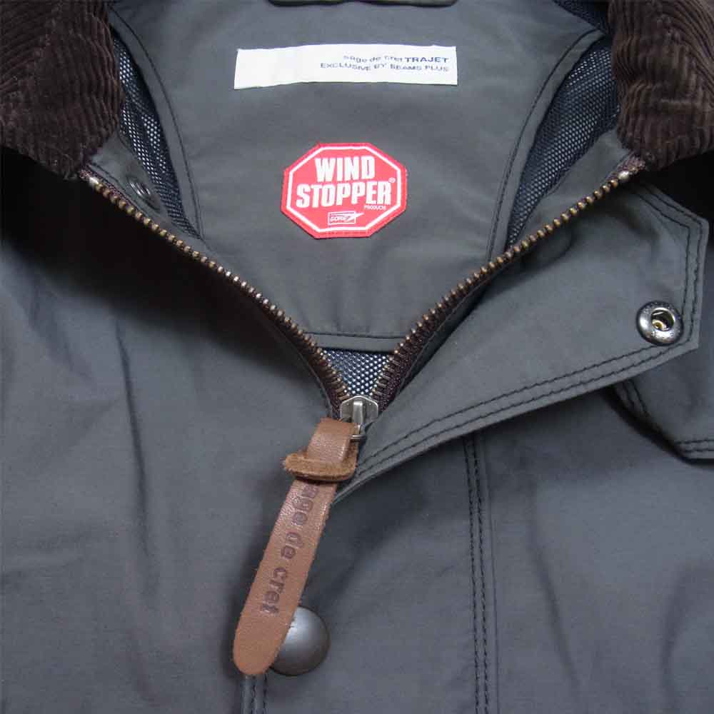 sage de cret サージュデクレ TRAJET GOLDWIN ゴールドウィン BEAMS PLUS ビームスプラス 別注 WINDSTOPPER ウィンドストッパー ブリティッシュ コート カーキ系 L【中古】