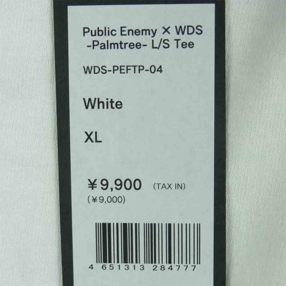 WIND AND SEA ウィンダンシー WDS-PEFTP-04 Public Enemy Palmtree L/S Tee パブリック エネミー カットソー 長袖 Tシャツ ホワイト系 XL【極上美品】【中古】