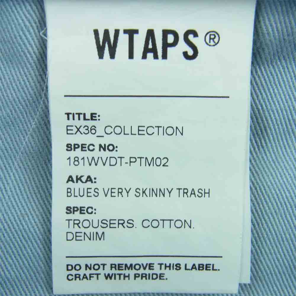 WTAPS ダブルタップス 18SS 181WVDT-PTM02 BLUES VS TRASH TROUSERS COTTON DENIM トラウザーズ コットン デニム パンツ インディゴブルー系 04【中古】