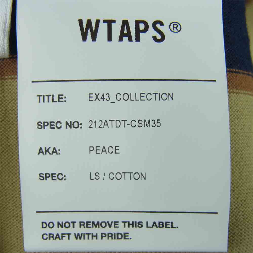 WTAPS ダブルタップス 21AW 212ATDT-CSM35 PEACE LS / COTTON 長袖 コットン Tシャツ ネイビー系 サンドベージュ系 03【新古品】【未使用】【中古】