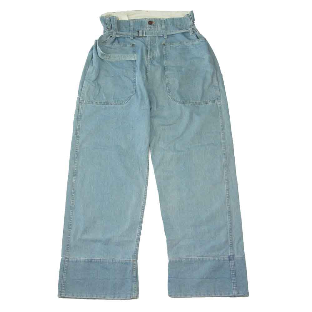 ナウ 615002 giga denim pants ベルト ワイド デニム パンツ インディゴブルー系 46【中古】