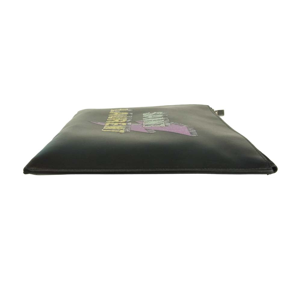 SAINT LAURENT サンローラン 07199 397295 BXRE6 YSL I-PAD RIDER スタッズ ロゴ レザー クラッチ バッグ ブラック系【中古】