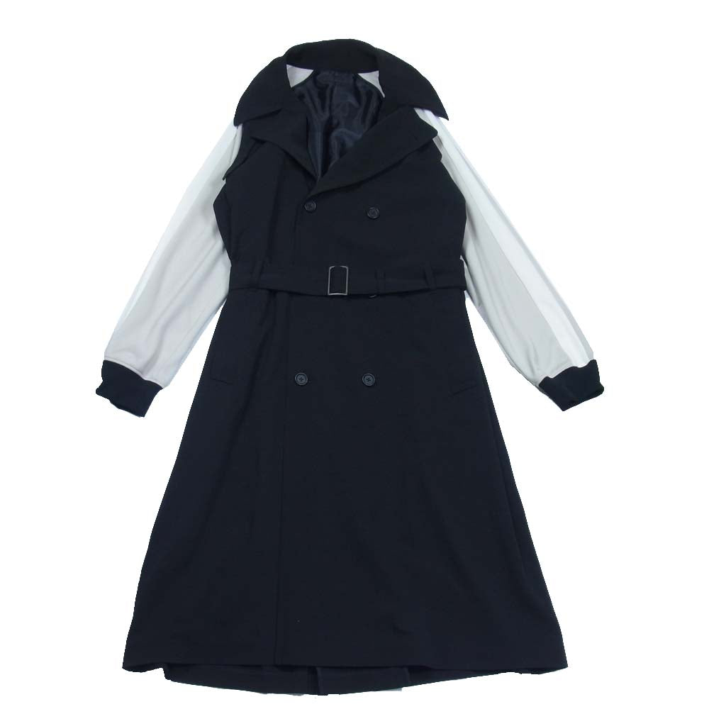 Yohji Yamamoto ヨウジヤマモト 21AW S'YTE サイト UM-C46-912 Gabardine Stretch Jersey Sleeve Trench Coat ギャバ トレンチ コート ブラック系 3【美品】【中古】