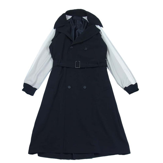 Yohji Yamamoto ヨウジヤマモト 21AW S'YTE サイト UM-C46-912 Gabardine Stretch Jersey Sleeve Trench Coat ギャバ トレンチ コート ブラック系 3【美品】【中古】