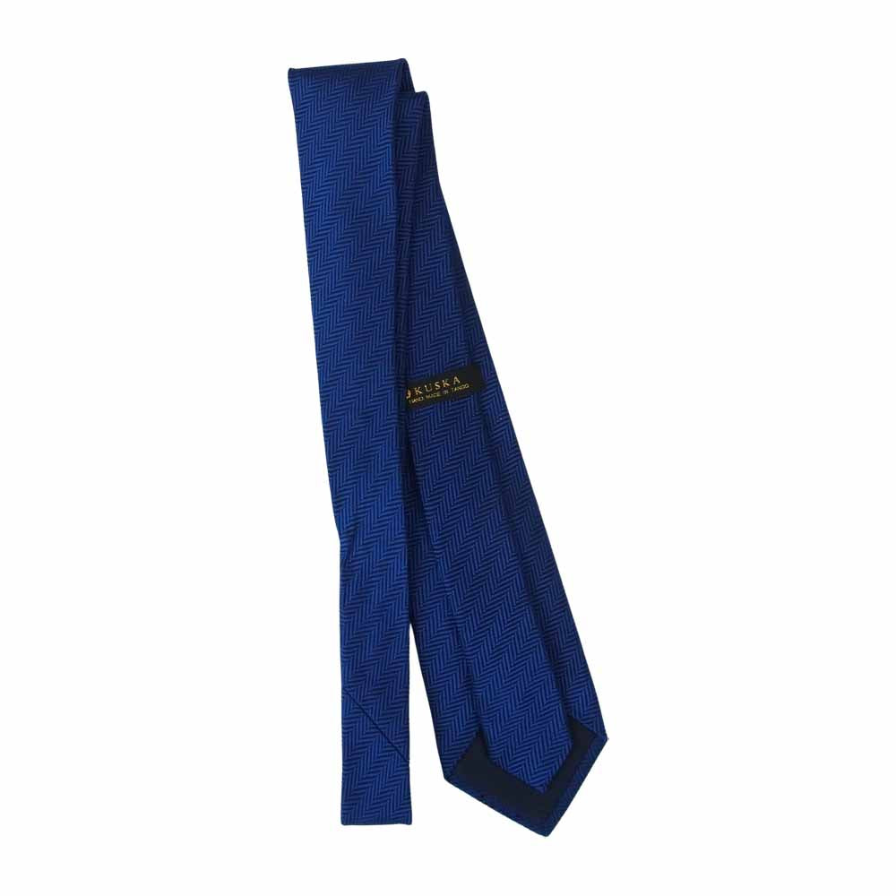 クスカ シルク 100％ ヘリンボーン ネクタイ ブルー系【中古】