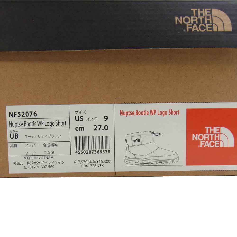 THE NORTH FACE ノースフェイス NF52076 Nuptse Bootie WP Logo Short ヌプシ ブーティ ウォータープルーフ ロゴ ショート ライトブラウン系 27cm【中古】
