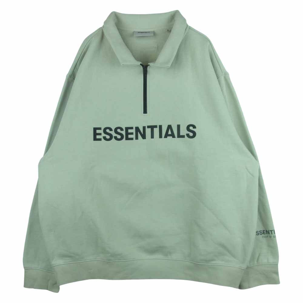 FEAR OF GOD フィアオブゴッド 20AW ESSENTIALS Half Zip Pullover エッセンシャルズ ハーフジップ プルオーバー スウェット グレイッシュライトグリーン系 XL【中古】