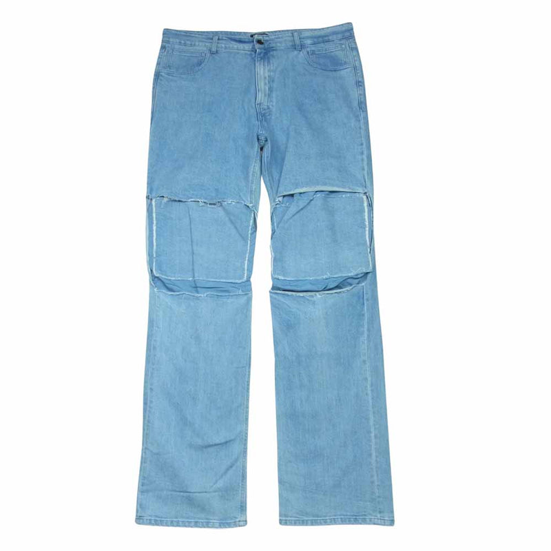 RAF SIMONS ラフシモンズ 202-323-10133-00041 RELAXED DENIM PANTS WITH CUT OUT KNEE PATCHES カットアウト デニム パンツ インディゴブルー系 34【中古】