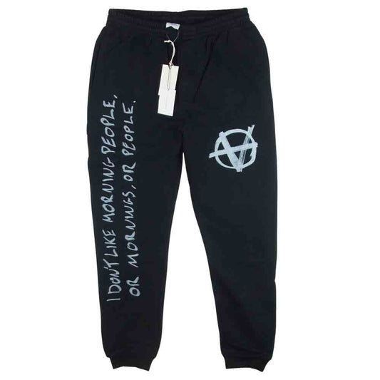 VETEMENTS ヴェトモン 19AW MAH20TR220 HANDCRAFTED ANARCHY SWEATPANTS アナーキー プリント スウェット パンツ ブラック系 XL【美品】【中古】
