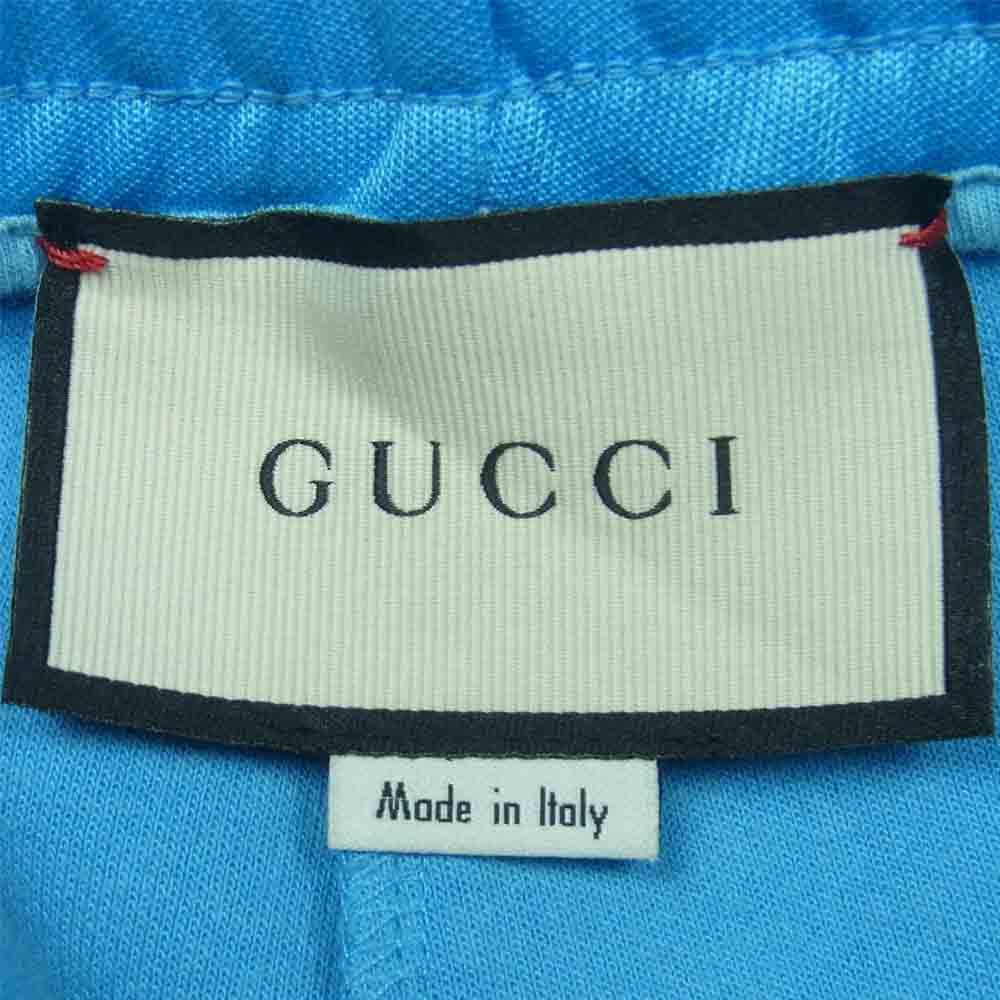 GUCCI グッチ 18SS 496911 X9L08 サイドライン テクニカルジャージー ジョギング トラック パンツ 裾ジップ ライトブルー系 XL【中古】