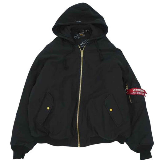 VETEMENTS ヴェトモン 18SS MSS18JA46 ALPHA アルファ Reversible Oversized Bomber Jacket オーバーサイズ リバーシブル ボンバー ジャケット ブラック系【中古】