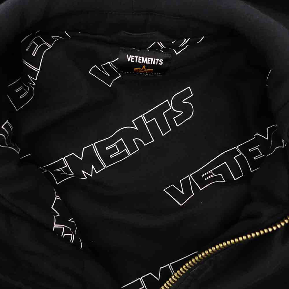 VETEMENTS ヴェトモン 18SS MSS18JA46 ALPHA アルファ Reversible Oversized Bomber Jacket オーバーサイズ リバーシブル ボンバー ジャケット ブラック系【中古】