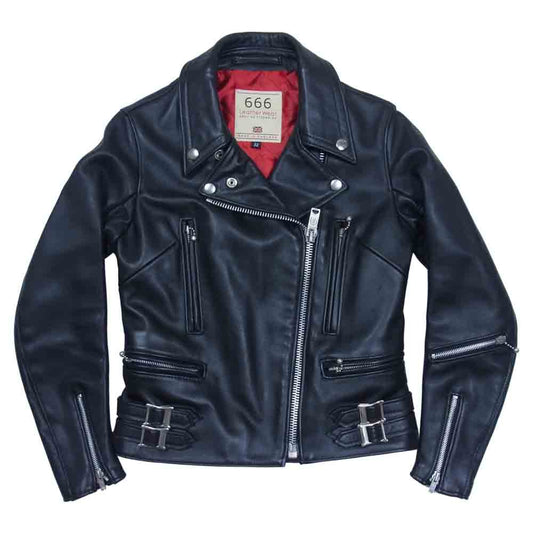 トリプルシックス レディース サイド ベルト ダブルライダース ジャケット ブラック系 32【中古】