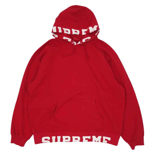 Supreme シュプリーム 21SS Cropped Logos Hooded Sweat shirt クロップド ロゴ フーデッド スウェット シャツ レッド系 XXL【中古】