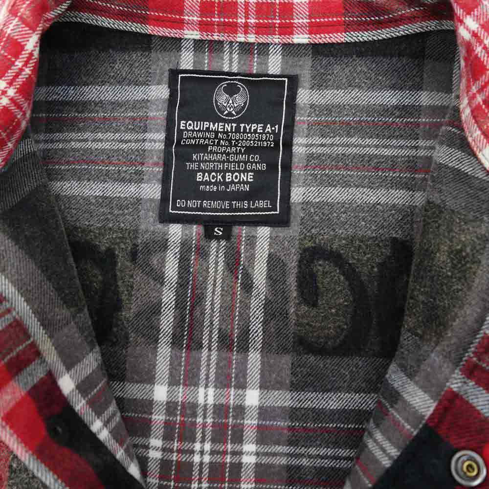 BACKBONE バックボーン BB07FW-S03 ヴィンテージ加工 長袖 ヘビー フランネル チェック シャツ レッド系 S【中古】
