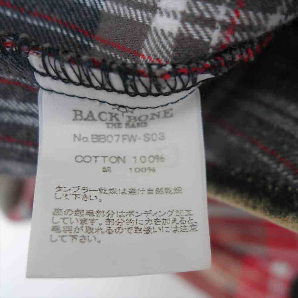 BACKBONE バックボーン BB07FW-S03 ヴィンテージ加工 長袖 ヘビー フランネル チェック シャツ レッド系 S【中古】