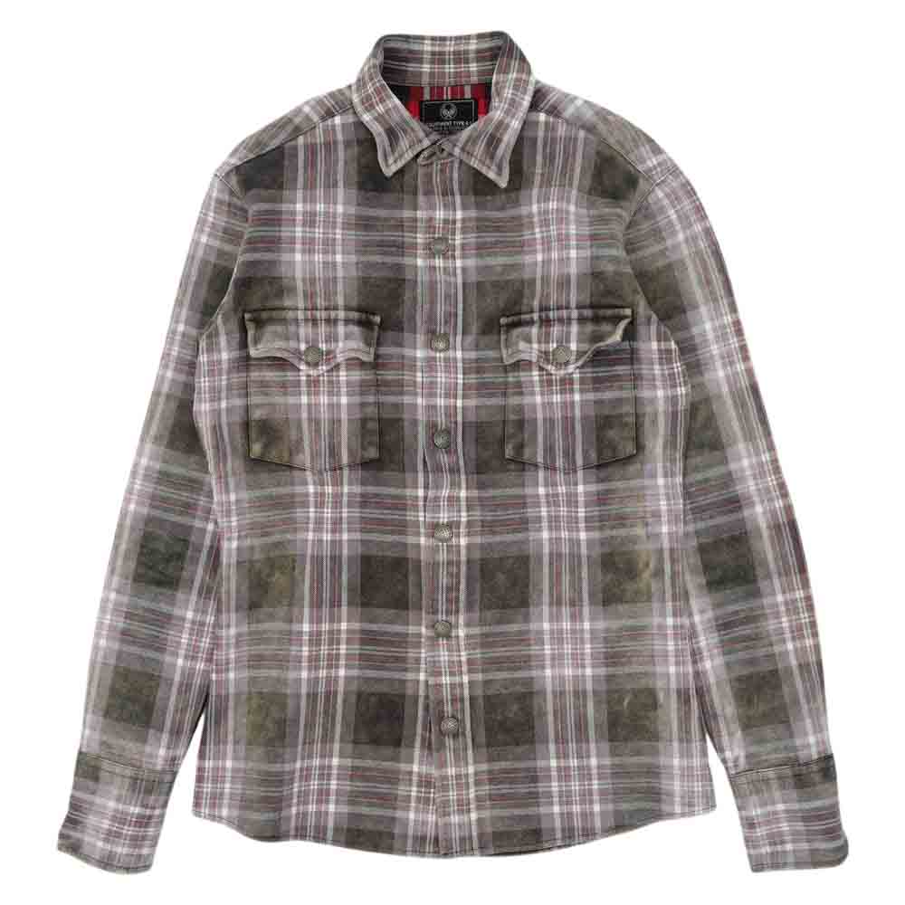 BACKBONE バックボーン BB07FW-S03 ヴィンテージ加工 長袖 ヘビー フランネル チェック シャツ グレー系 ブラウン系 レッド系 S【中古】