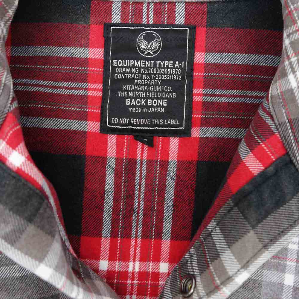 BACKBONE バックボーン BB07FW-S03 ヴィンテージ加工 長袖 ヘビー フランネル チェック シャツ グレー系 ブラウン系 レッド系 S【中古】
