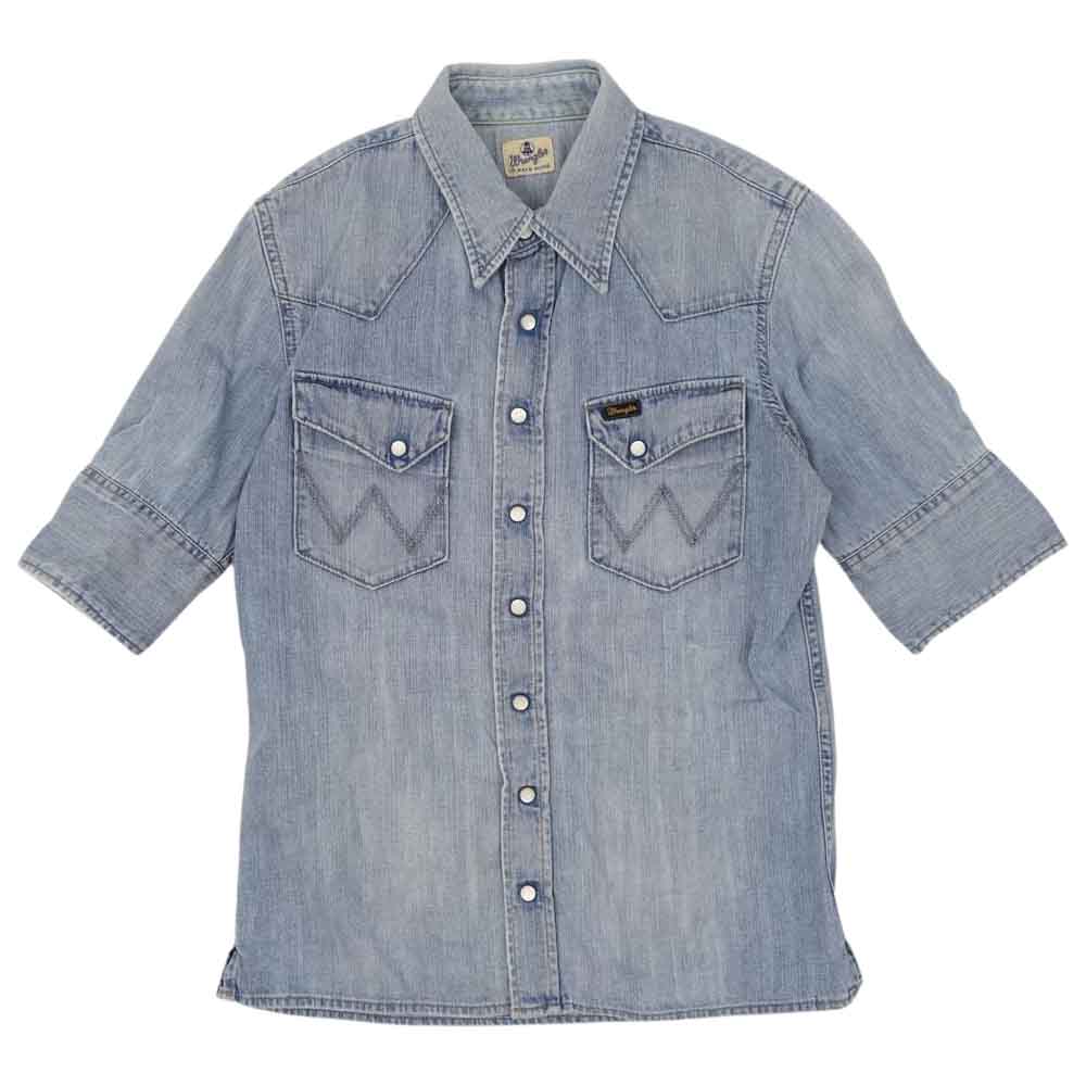 BACKBONE バックボーン S9113 Wrangler ラングラー 五分袖 デニム ウエスタン シャツ ライトブルー系【中古】